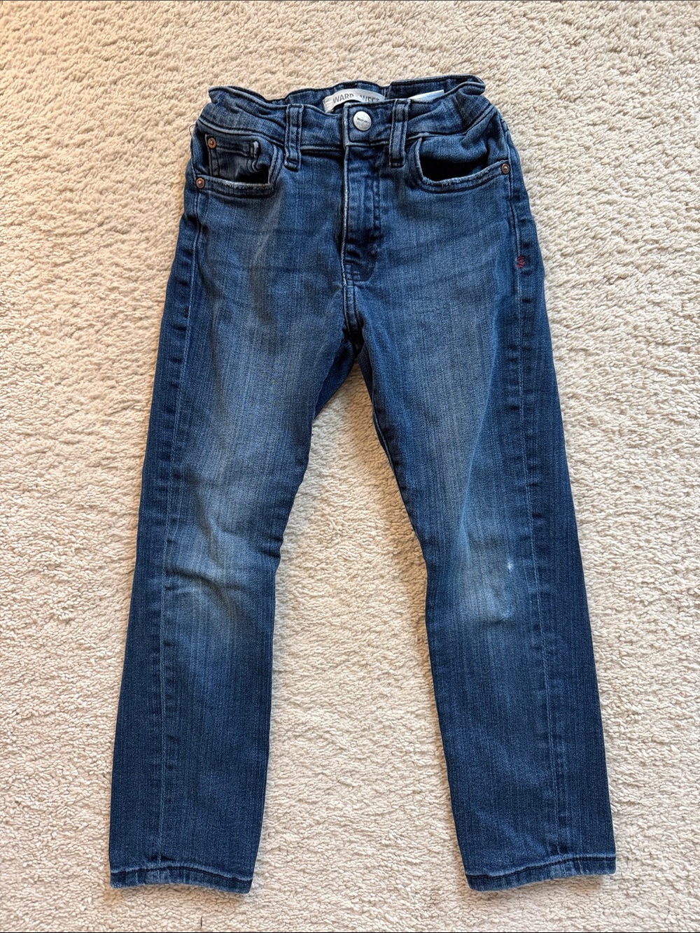 Warp + Weft Boys Slim Straight Jeans in Dark Blue Wash